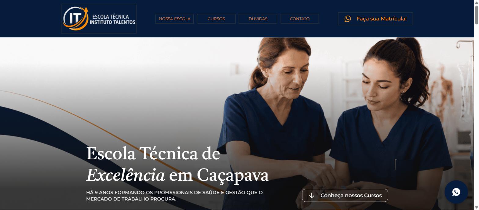 Captura da página inicial de institutotalentos.com.br